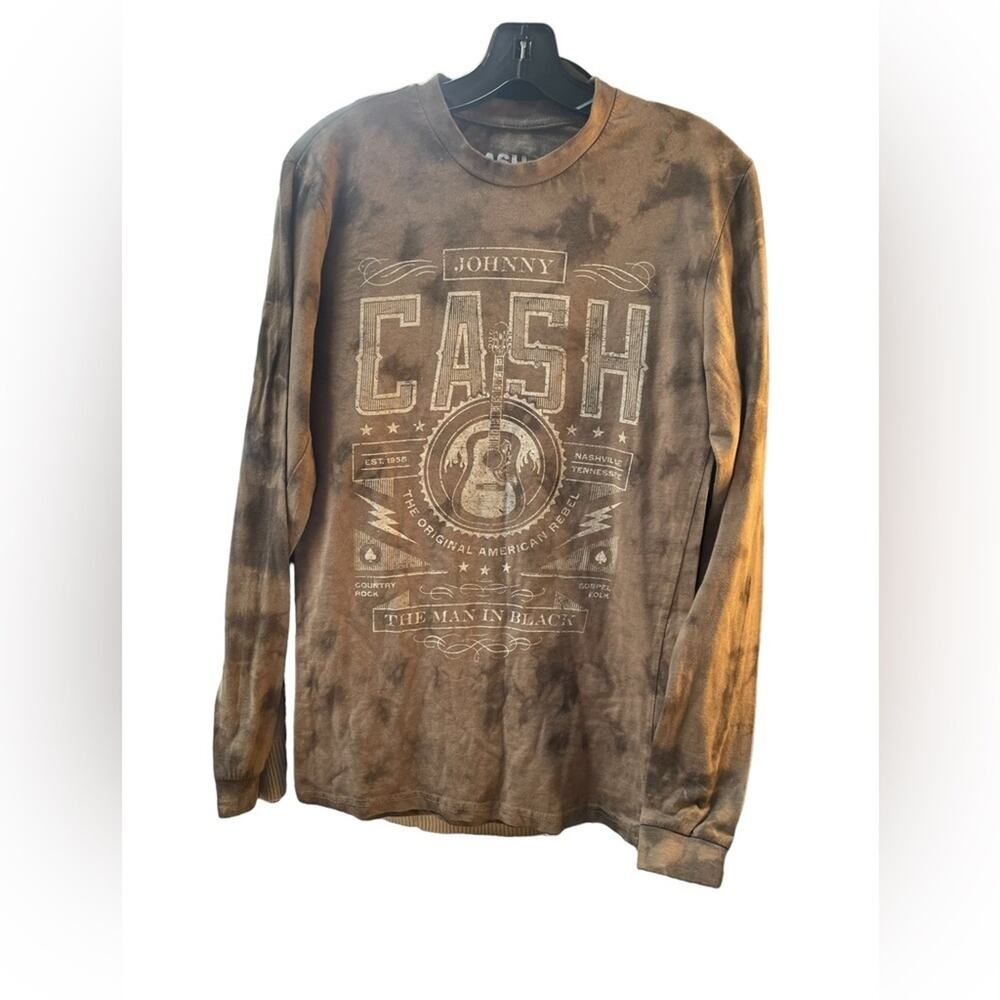 Johnny Cash T-Shirt Mens Small Rebel Streetwear Tie Dye Cotton Graphic Tee Brown